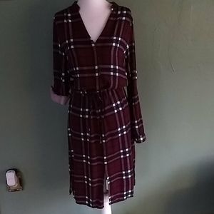 Red and Black Plaid shirt dress.